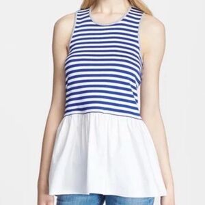TIBI New York Peplum Striped Nautical Beachy Resort wear Tank Top
